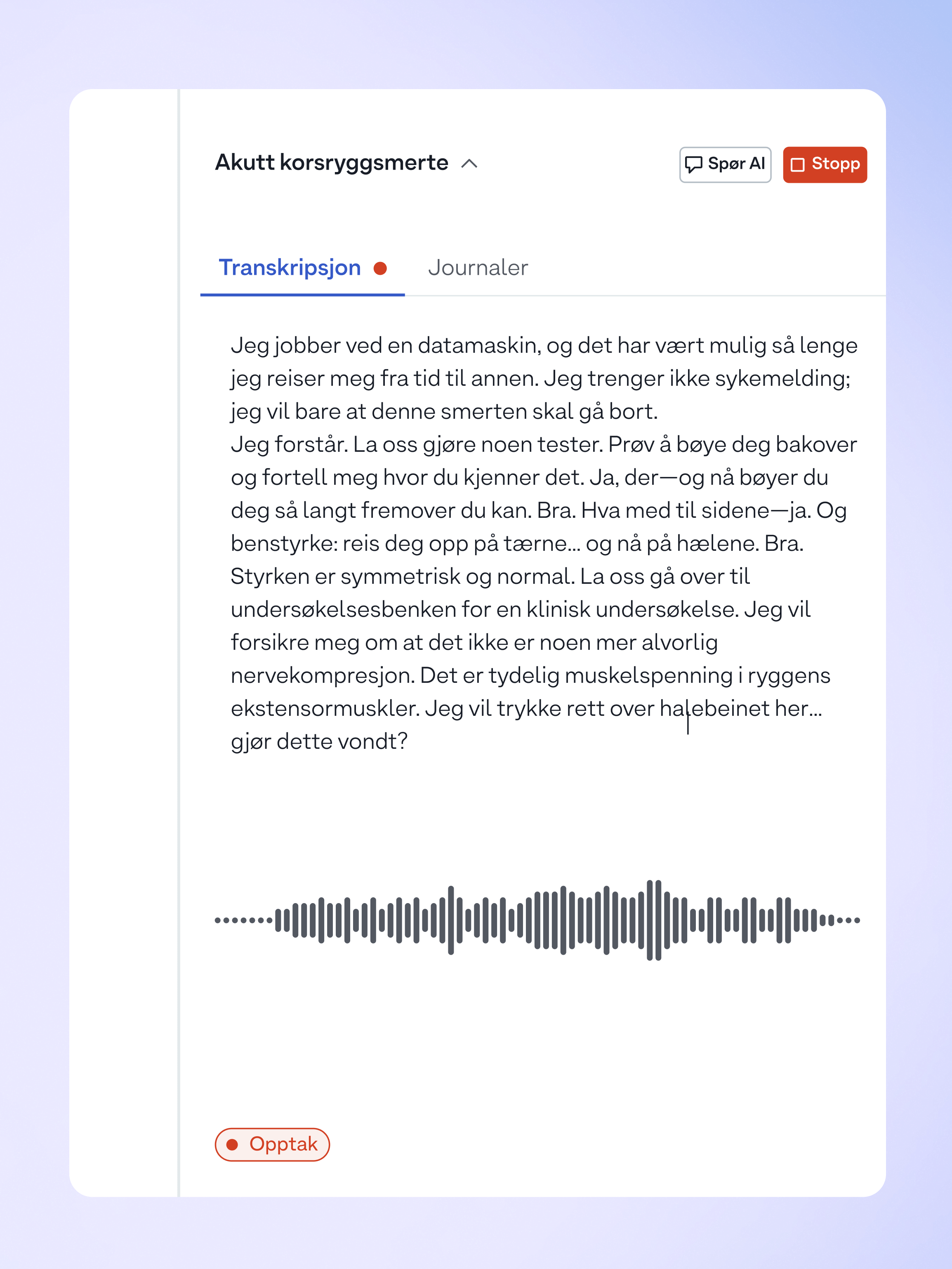 Transkripsjon av timer