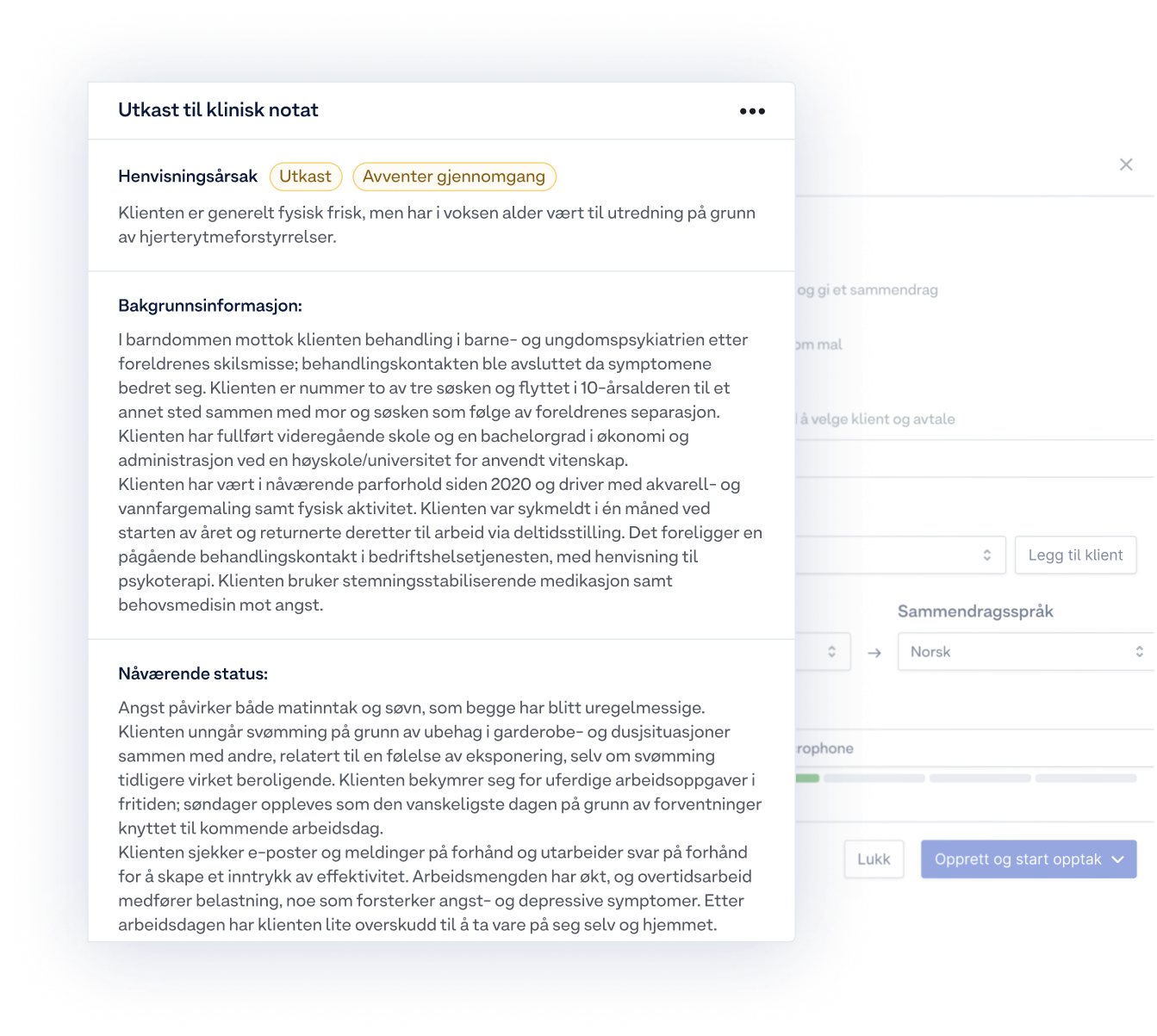 Nordhealth Nora clinical documentation interface